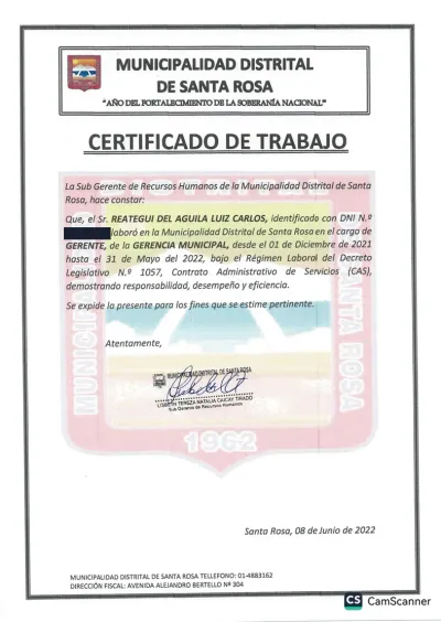 Miniatura del documento: Certificado como Gerente Municipal — Santa Rosa
