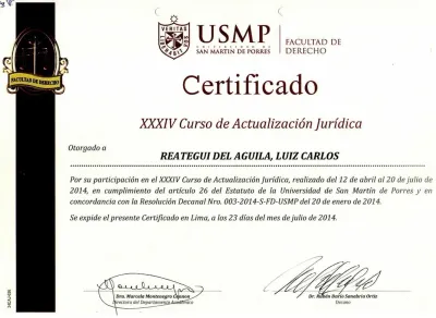 Miniatura del documento: XXXIV Curso de Actualización Jurídica — USMP Derecho